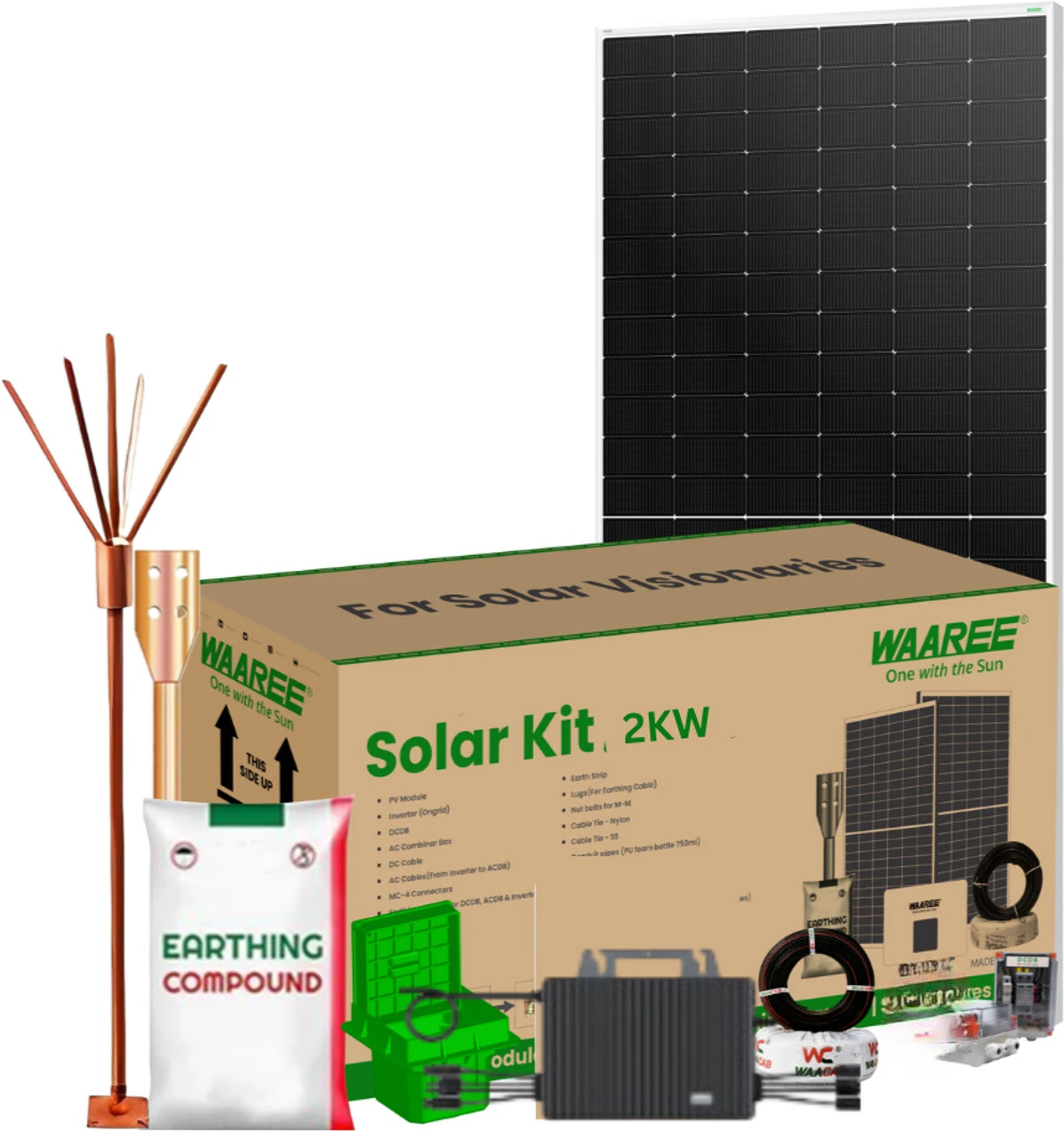 WAAREE 2 Kw On Grid Single Phase Bifacial DCR Solar System- Complete Solar Kit