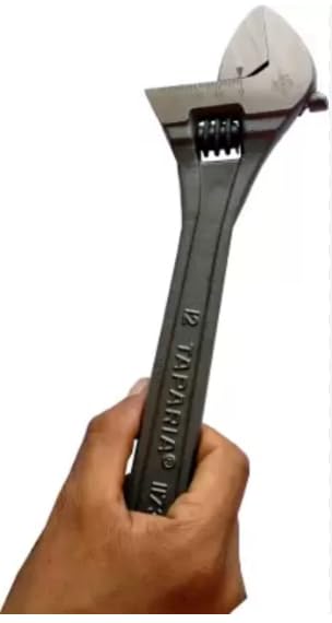 Adjustable Spanners 1173-12/1173N-12 (305MM) Black, Chrome Jaw, Steel, Hand Tool for Plumbing and Mechanical Use (pack of 1)