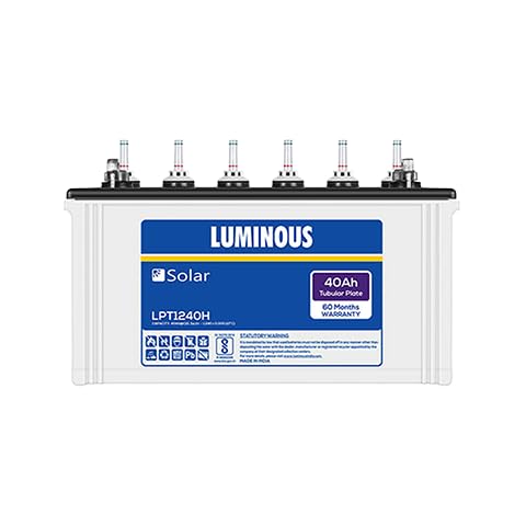 Luminous Solar Inverter Tubular Battery 40Ah Rated Capacity, C10 Rating, Ideal for Residential and Commercial Application, Low Maintenance, Life up to 1500 Cycles