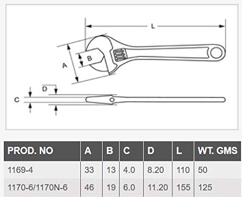 Taparia 1170-6 Adjustable Spanner (Phosphate Finish)