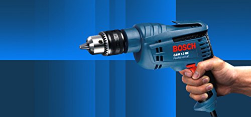 Bosch GBM 13 RE Heavy Duty Corded Electric Rotary Drill, 600W, 13 mm, 20 Nm, 1.7 kg, Speed Selection, Forward/Reverse Rotation, Soft Grip, For Wood & Metal + Handle