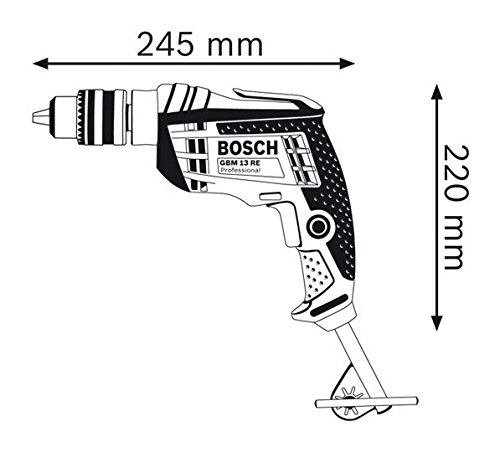 Bosch GBM 13 RE Heavy Duty Corded Electric Rotary Drill, 600W, 13 mm, 20 Nm, 1.7 kg, Speed Selection, Forward/Reverse Rotation, Soft Grip, For Wood & Metal + Handle, Depth Gauge, 1 Year Warranty