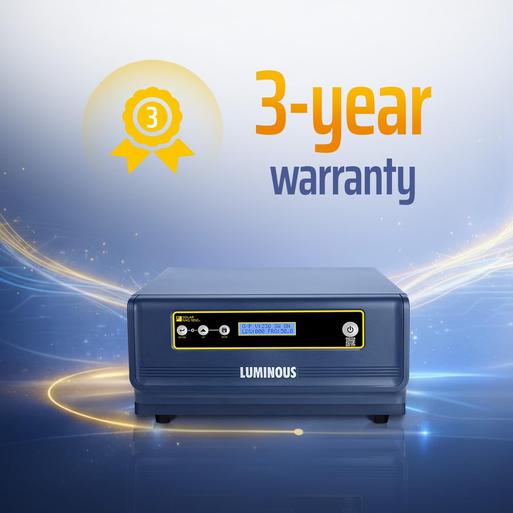 Luminous Single Phase Off-Grid Pure Sine Wave Solar Inverter, PWM and iSOT Technology, Customized Saving Modes, Supports up to 1500Wp Panels, LCD Display