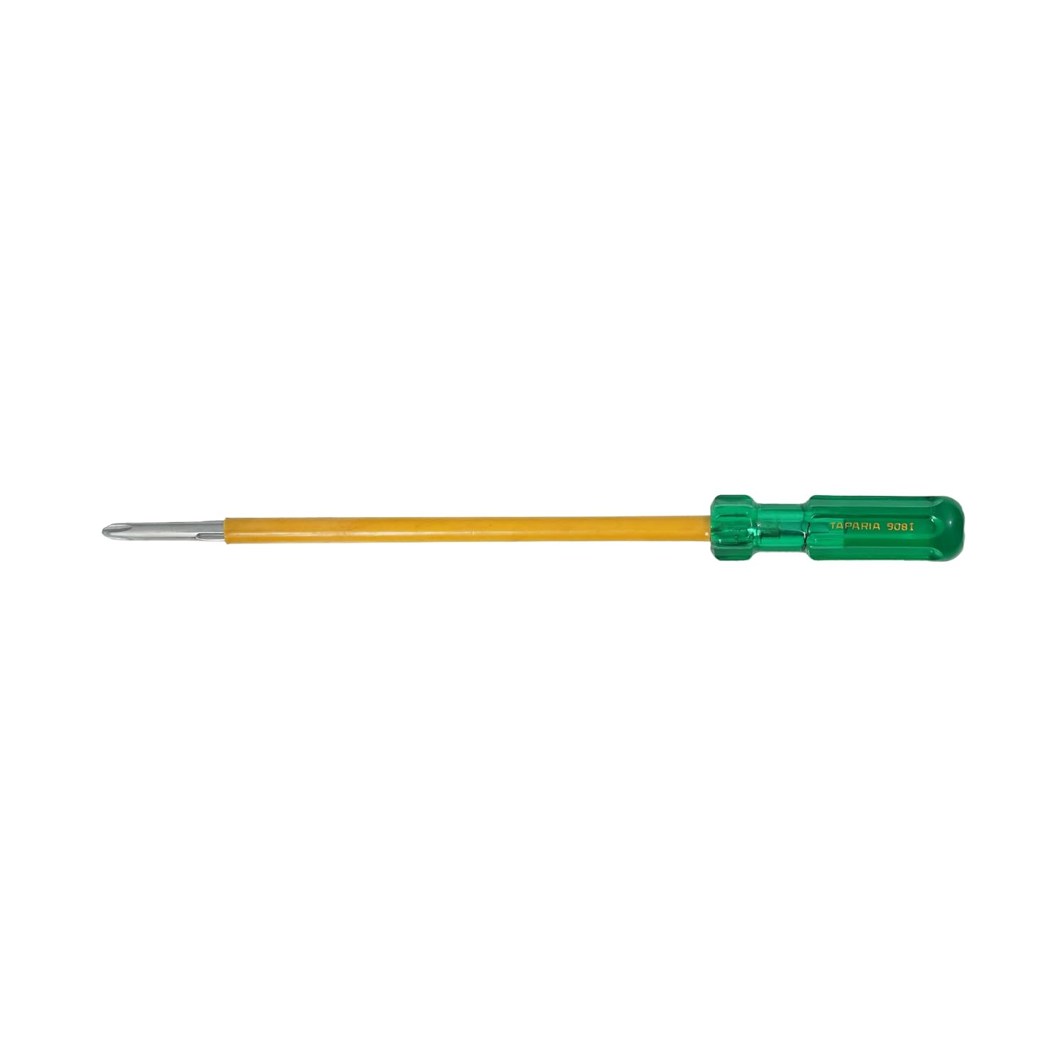 Taparia 908I Two in One Screwdriver (250mm Blade, 8mm Dia, Green Handle)-Reversible Flat Head & Phillips Tip-High Grade Steel Construction-Professional Tool for Electricians, Carpenters, DIY