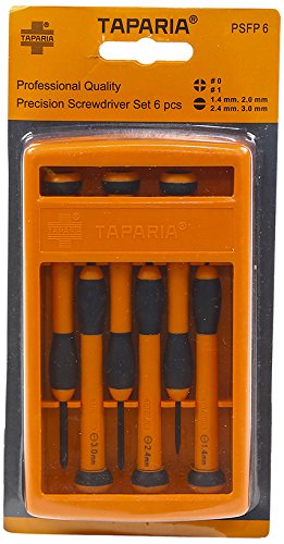 Taparia PSFP-6 Precision Screw Driver Set, Orange & Black, 6 Pieces