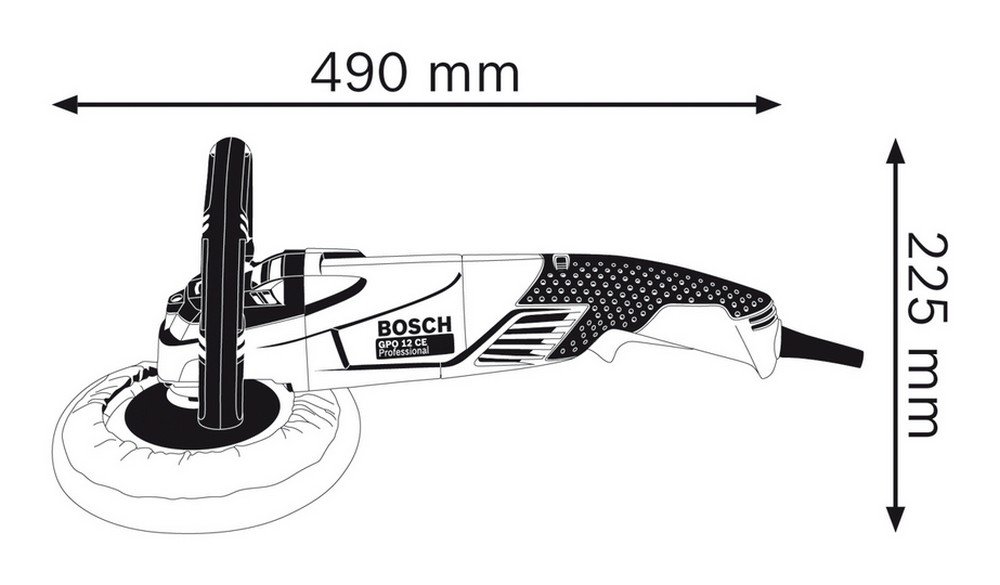 Bosch GPO 12 CE Heavy Duty Electric Polisher, 1,250W, M14, 180 mm Pad Dia, 3,000 rpm, Soft Grip, Constant Speed