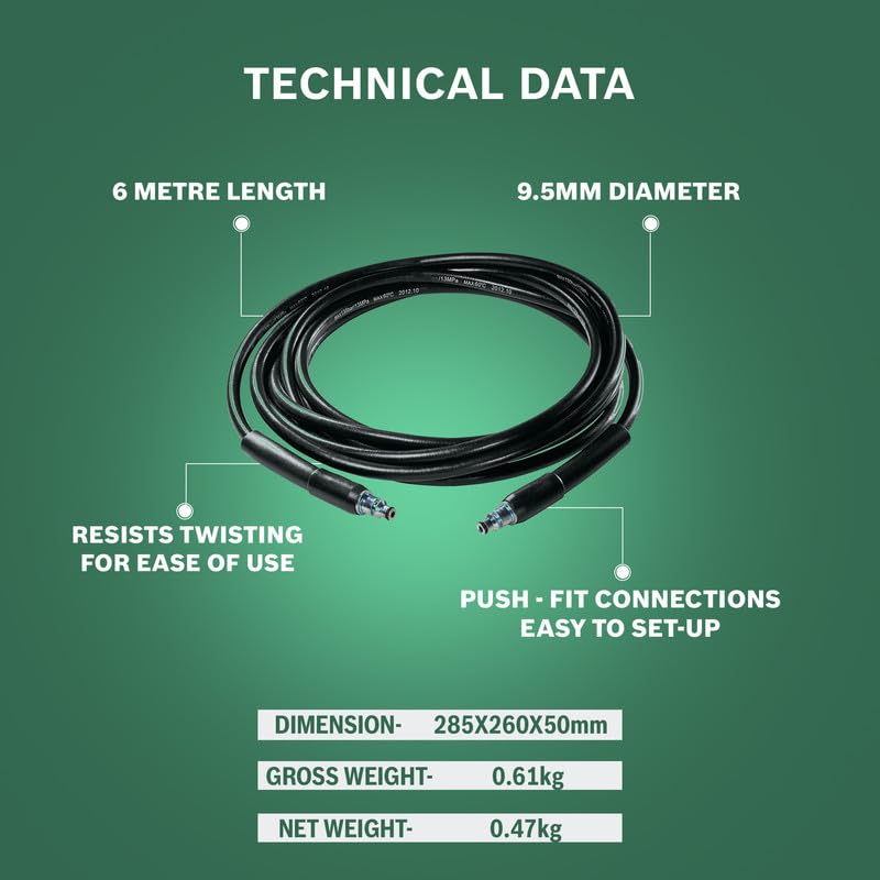 Bosch High-Pressure Washer Hose 6m (135 bar) – EasyAquatak 100, 110, 120; UniversalAquatak 125 & 130
