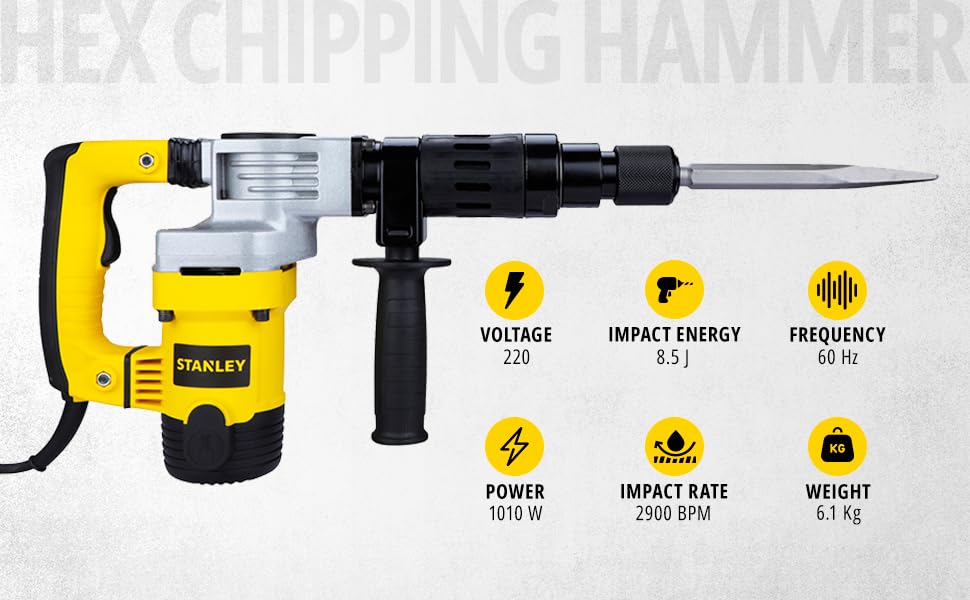 STANLEY STHM5KH-IN 1010W 5Kg Corded Hex Chipping Hammer