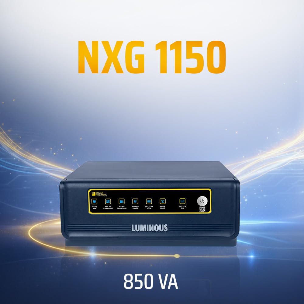 Luminous Single Phase Off-Grid Pure Sine Wave Solar Inverter, PWM and iSOT Technology, Customized Saving Modes, Supports up to 850Wp Panels, LCD Display