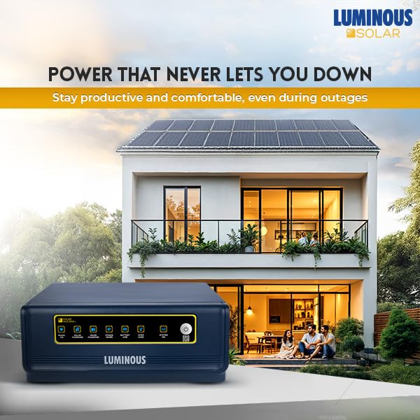 Luminous Solar NXG 850e Pure Sine Wave Inverter for Home, Office & Shops | Single Phase Off-Grid Solar Inverter | High Efficiency Power Backup | Low Noise, Durable Performance | 36 M Warranty