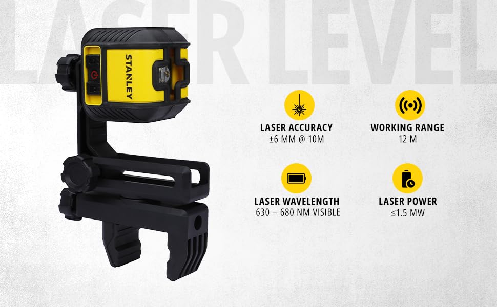 STANLEY STHT77498 CUBIX® Red Beam Cross Line Laser Level with 2AA Batteries for Home, DIY & Professional Use