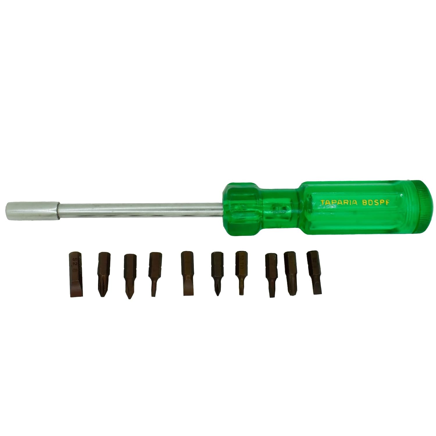 Taparia BDSPF Steel (8.0 x 125mm) Bit Driver Set (Green and Silver, Pack of 9)
