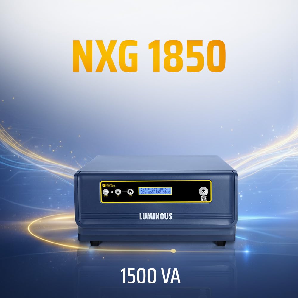 Luminous Single Phase Off-Grid Pure Sine Wave Solar Inverter, PWM and iSOT Technology, Customized Saving Modes, Supports up to 1500Wp Panels, LCD Display