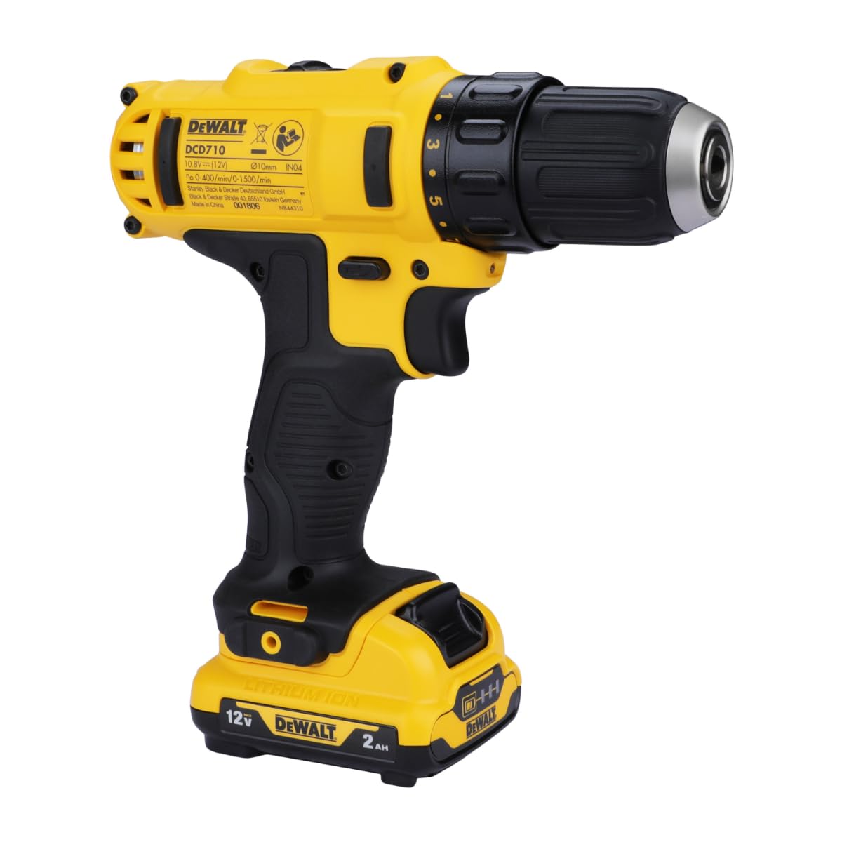 DEWALT DCD710D2-IN 12V Max 10mm Lithium-Ion Cordless Drill With 2 AH Capacity x 2 Batteries Included