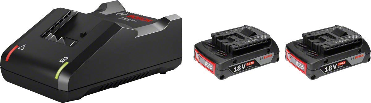 Bosch 2 x GBA 18V 2.0Ah + GAL 18V-40 Professional Cordless Battery & Charger Starter Set