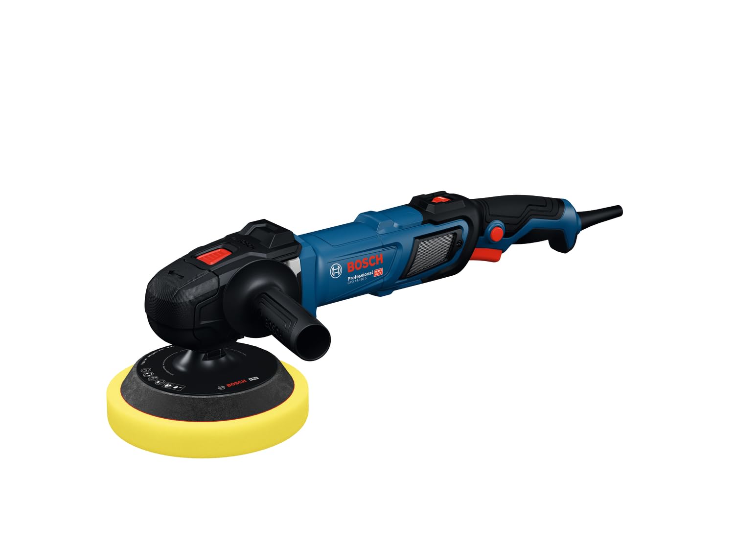 BOSCH Professional GPO 14-180 S Polisher 1400W Power, 600-3500 RPM, 180mm Disc, 6-Speed Control Trigger Soft Start, Overload Protection Spindle Lock Lightweight Heavy Duty D-Handle