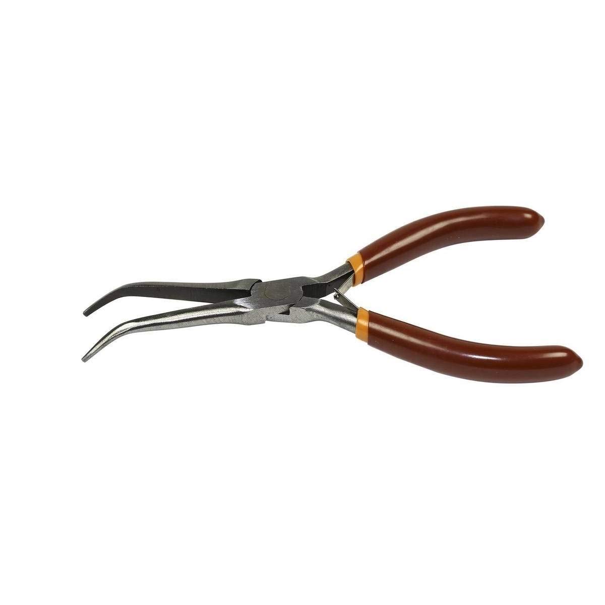 Taparia-1409 Long Needle Bent Nose Mini Plier (Silver & Brown) Pack Of 2