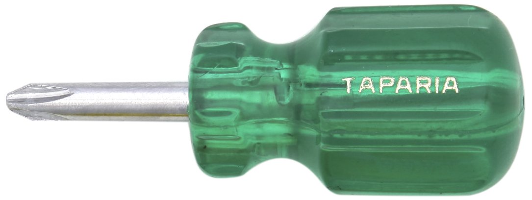 Taparia 912 Steel (3.5 x 0.5mm) Flat Tip Screw Driver (Green and Silver)+Taparia 855 Steel Philips Tip No.2 Stubby Screw Driver (Green and Silver)