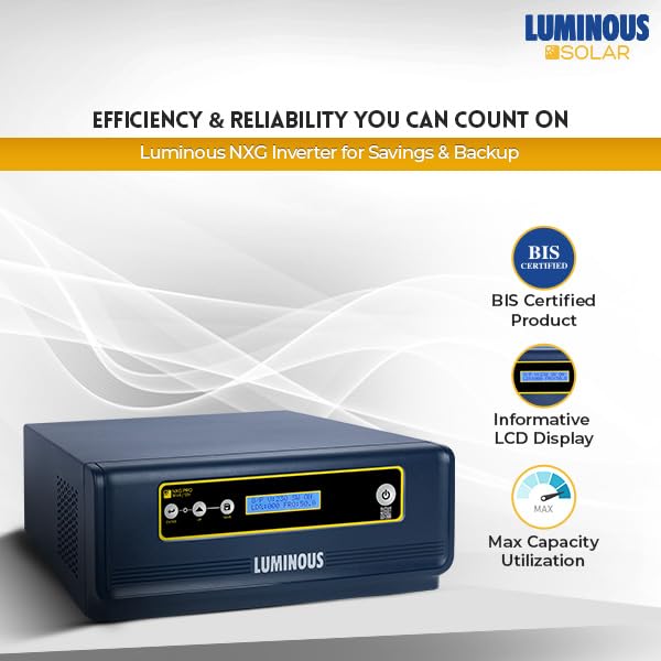 Luminous Single Phase Off-Grid Pure Sine Wave Solar Inverter, MPPT and iSOT Technology, Customized Saving Modes, Supports up to 1000Wp Panels, LCD Display
