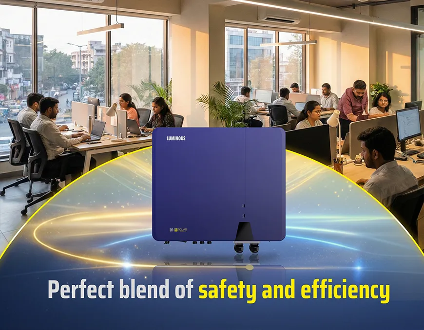 Luminous Solar Hybrid HF NXH 310 A Inverter Ideal for Office, Shops and Warehouses Three phase Hybrid Solar Inverter High Efficiency Power Backup Wi-Fi Monitoring 10 Years Warranty