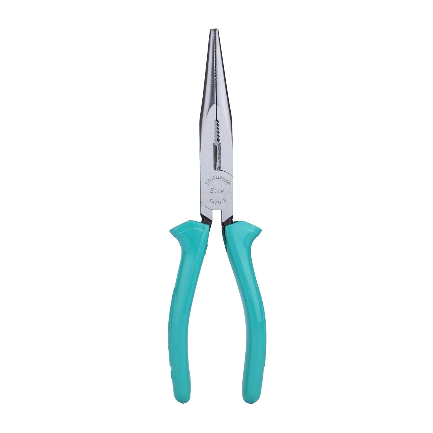 Taparia 1420-8 Long Nose Plier, 8 Inch / 205mm Steel |Green PVC Insulated Handle | Wire Cutting & Bending Tool for Household & Industrial Use.