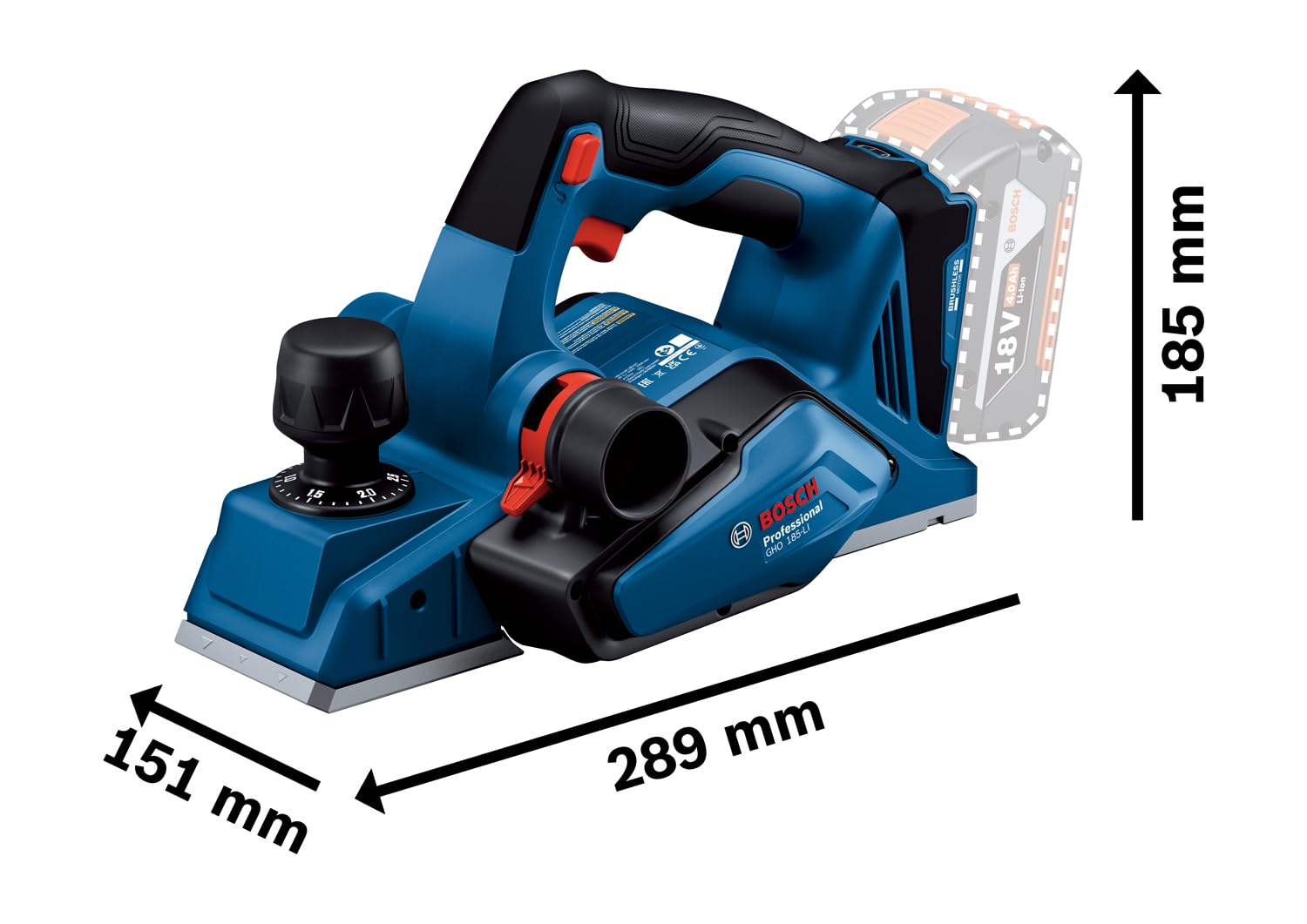BOSCH GHO 185-LI PROFESSIONAL Cordless Planer 18.0 V