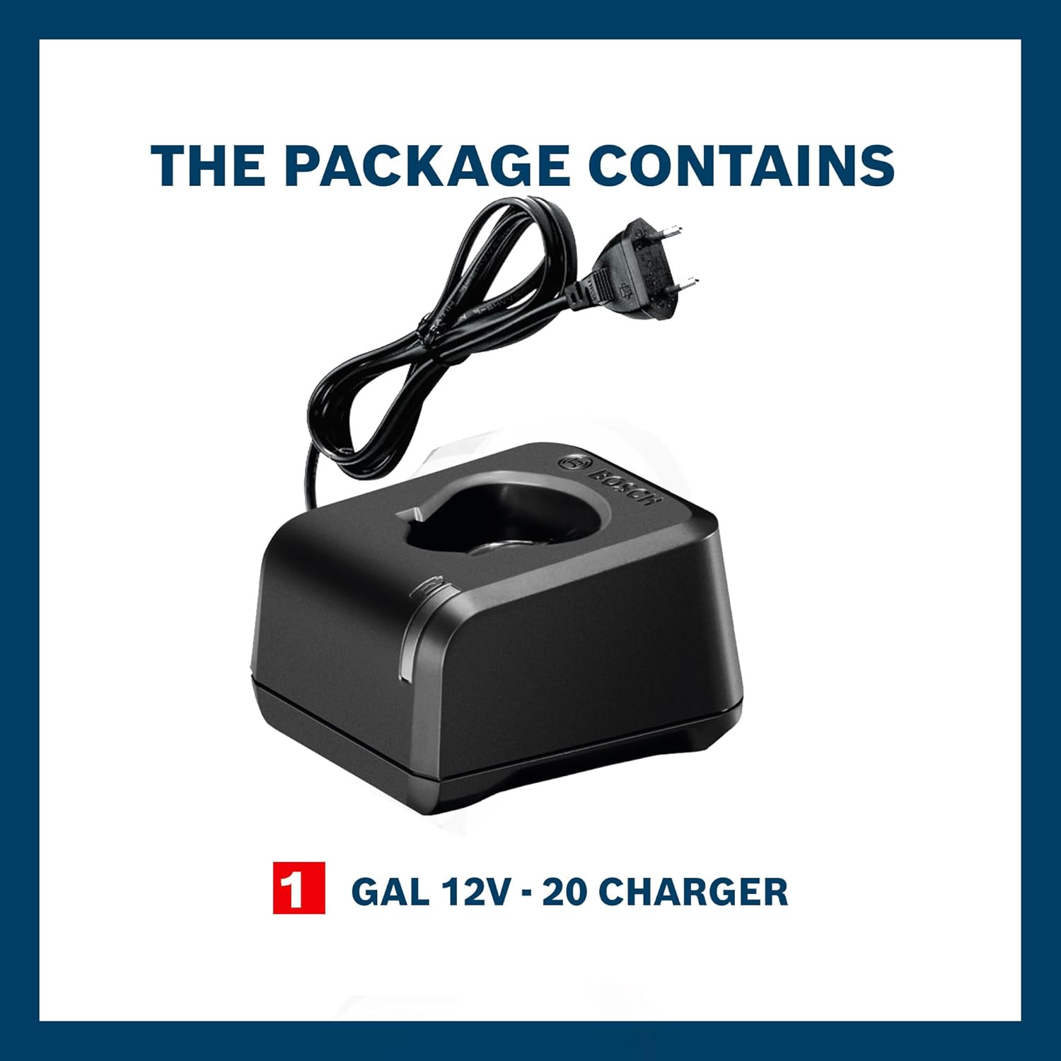 BOSCH GAL 12V-20 Battery Charger | for Bosch Tubular Batteries | 80/20 Dual-Charging Mode | Fast Initial Charge (80%) | Input Voltage 230 V| Charging Status Light | 1 x 12V-20 Battery Charger
