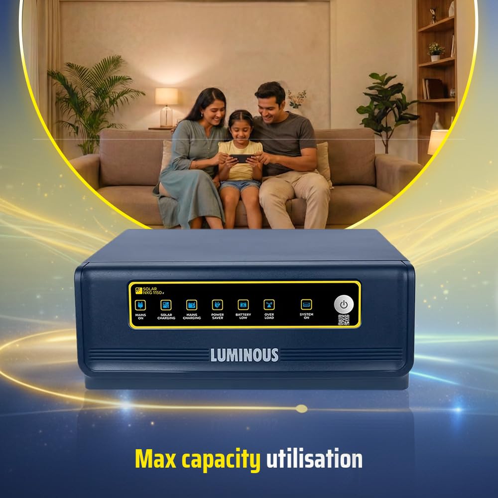 Luminous Single Phase Off-Grid Pure Sine Wave Solar Inverter, PWM and iSOT Technology, Customized Saving Modes, Supports up to 850Wp Panels, LCD Display