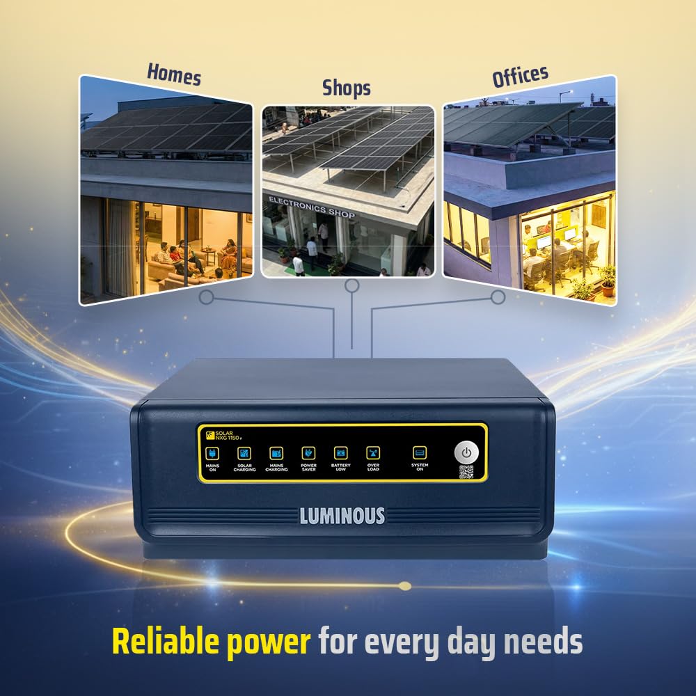 Luminous Single Phase Off-Grid Pure Sine Wave Solar Inverter, PWM and iSOT Technology, Customized Saving Modes, Supports up to 850Wp Panels, LCD Display