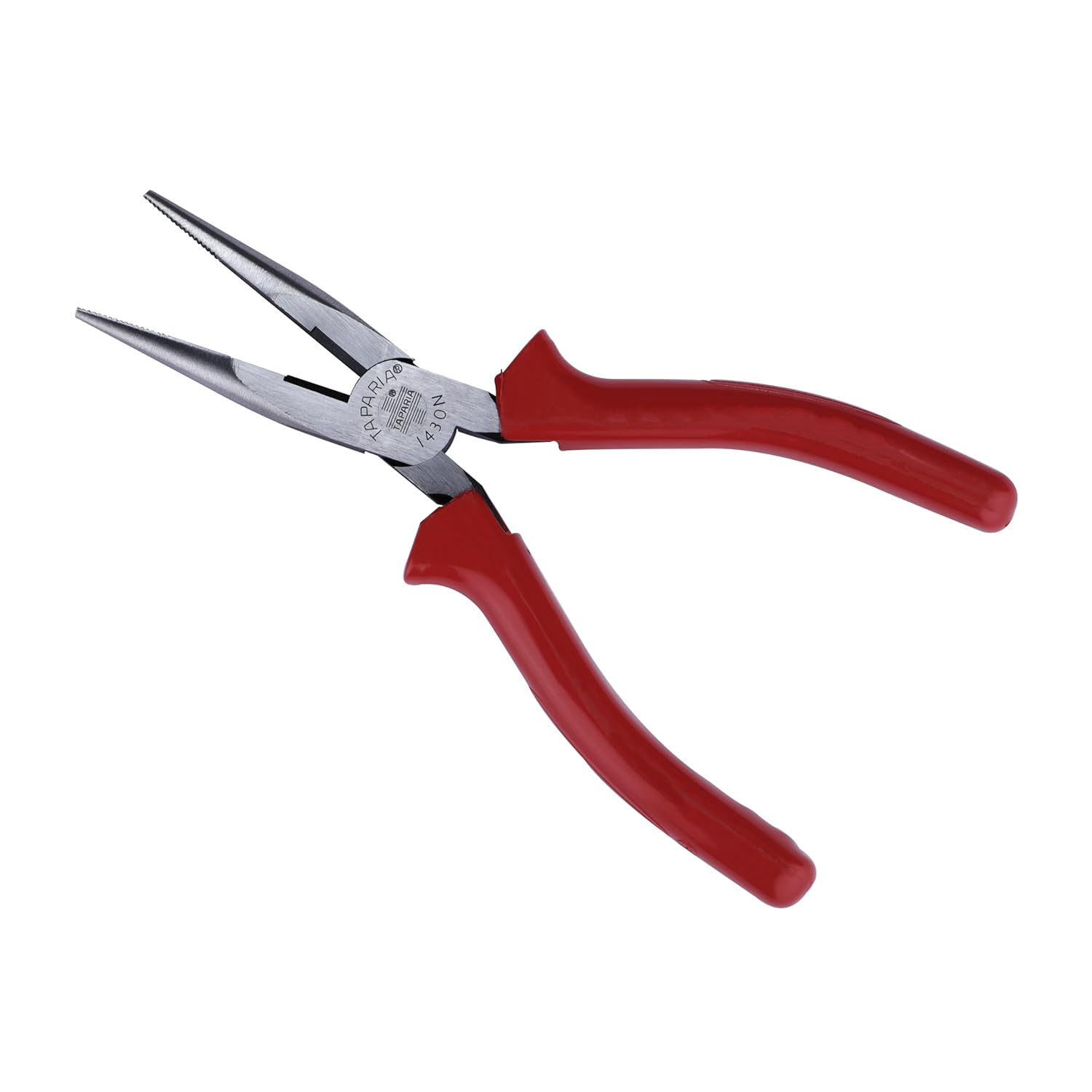 Taparia 1430-6 Long Nose Plier, 6 Inch 165mm High Grade Steel Red PVC insulated Handle Wire Cutting & Bending Tool for Household & Industrial Use.