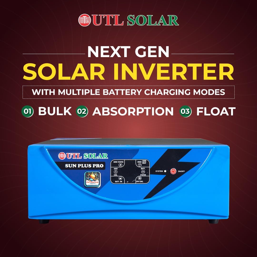 UTL Sun Plus Pro 1020 Inverter for Home, Office & Shops | MPPT Solar Inverter | Supports 1 Inverter Battery | LED Display | Easy Installation