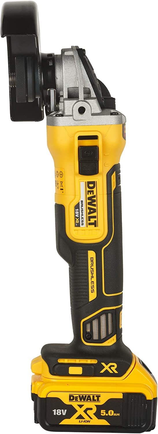 DEWALT DCG405P2-QW 18V 125mm XR Li-ion Cordless Angle Grinder with Brushless motor 2×5.0Ah Batteries Included- Perform and Protect Shield