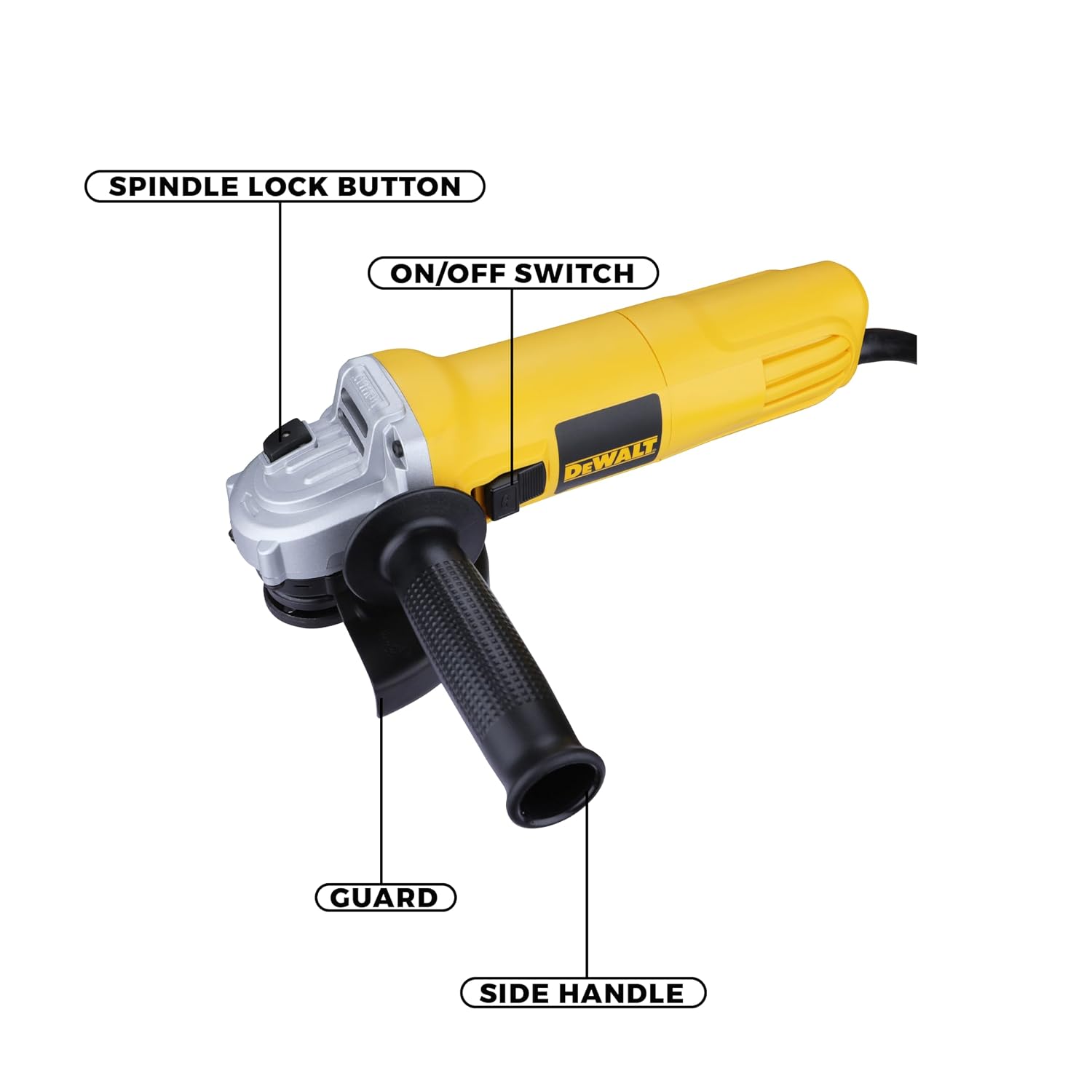 DEWALT DWE4115-IN01, 950W, 5” (100mm) Heavy Duty Angle Grinder Engineered For Heavy Duty Applications with Spindle Lock and Slide switch, 2 Year Warranty