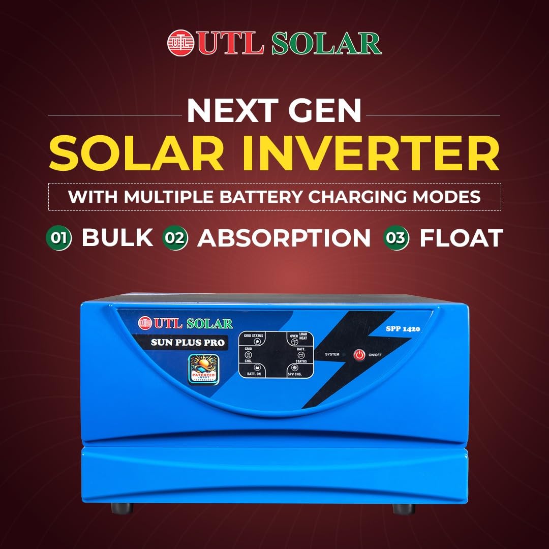 UTL Sun Plus Pro 1420 Inverter for Home, Office & Shops MPPT Solar Inverter Supports 1 Inverter Battery LED Display Easy Installation