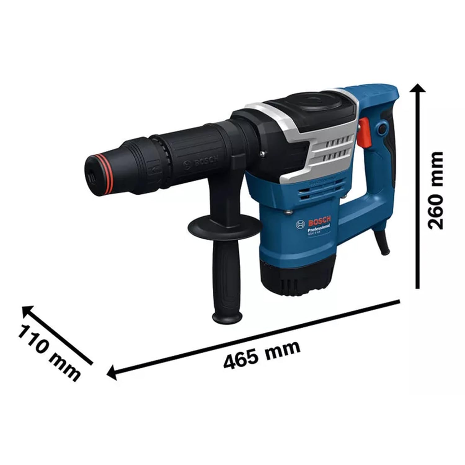 BOSCH GSH 5 HX Professional Demolition Hammer 2,900 BPM, 1,100 W 7.8 J Impact Energy Low Vibration & Durable Build Ergonomic Soft-Grip Handle Heavy-Duty Chiseling