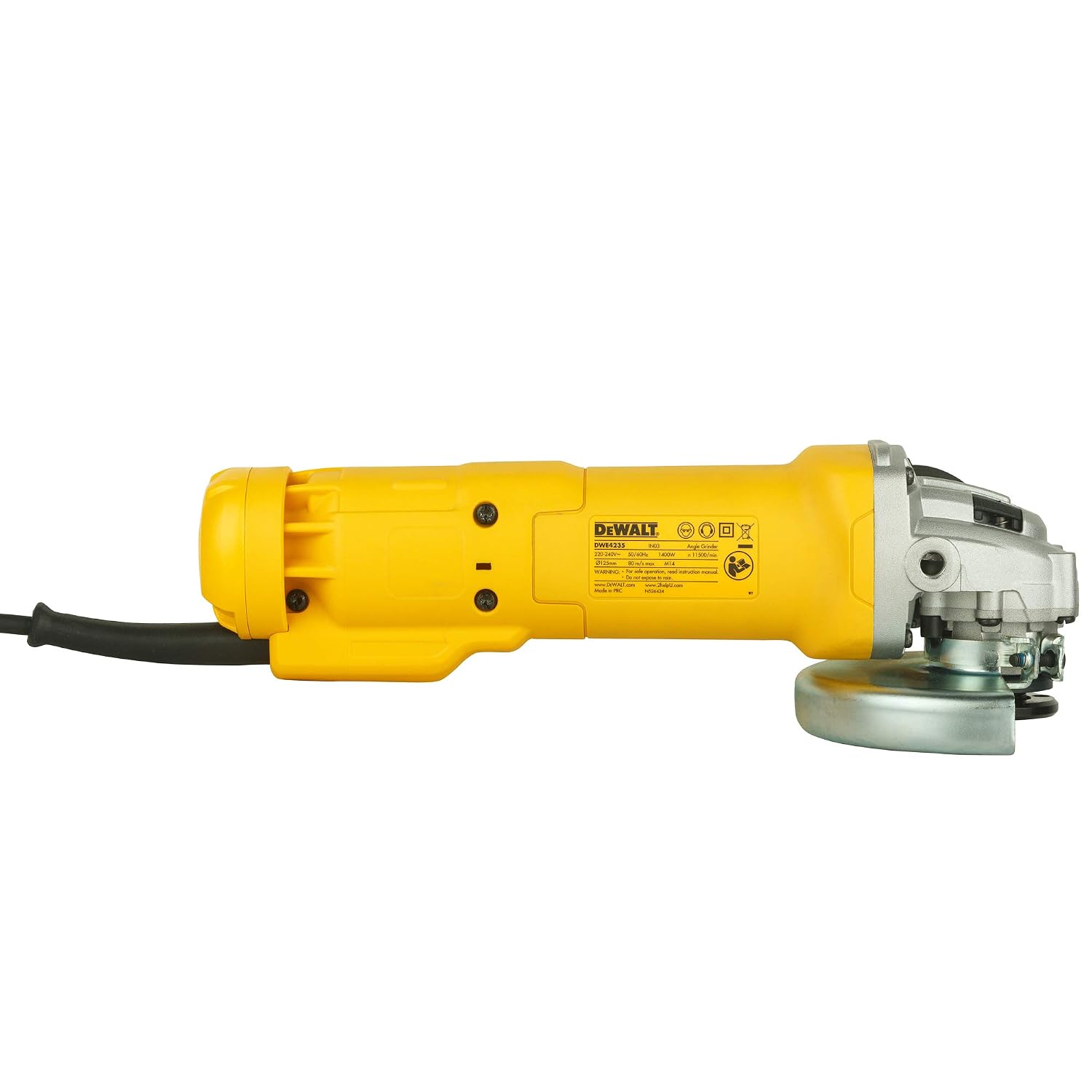 DEWALT DWE4235 1400W, 125mm Medium Angle Grinder with DES Technology and Innovative Anti Vibration System