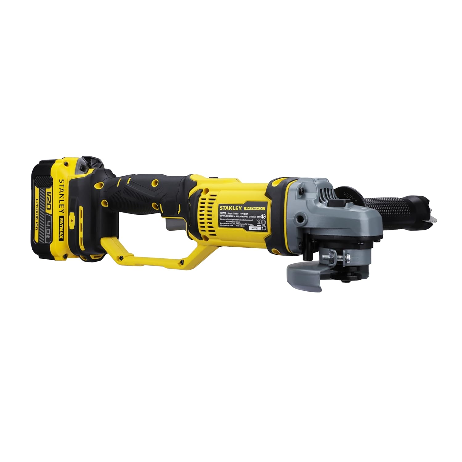STANLEY FATMAX SCG400M2K-B1 20V 4.0Ah 100mm Cordless Brushed Grinder with 2pcs Batteries & 1pc Charger for Home, Mechanic, Tradesmen & Professional Use, 2 Year Warranty