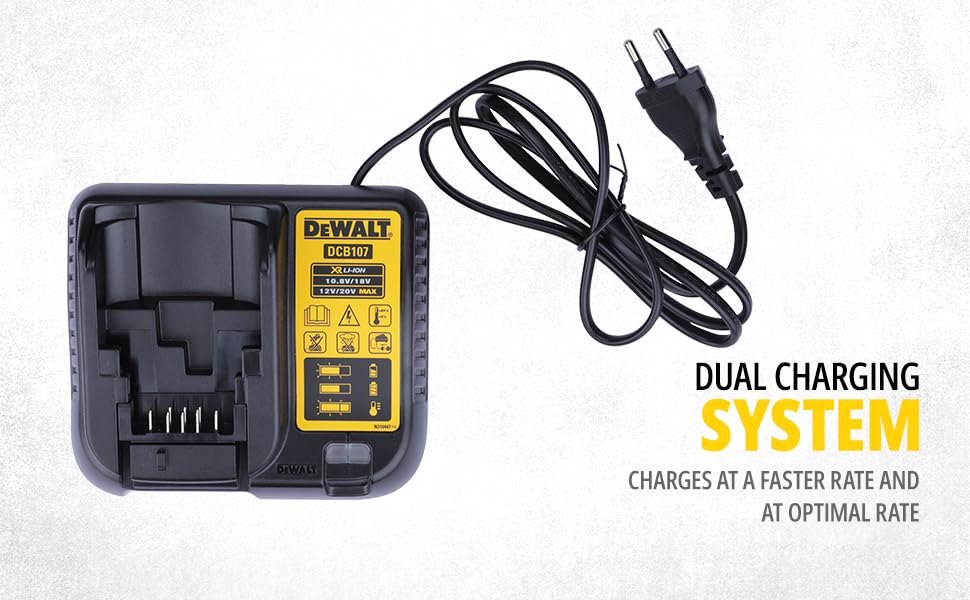 DEWALT DCB107-B1 Multi Voltage XR Compact Charger for Charging DEWALT Li-ion Batteries