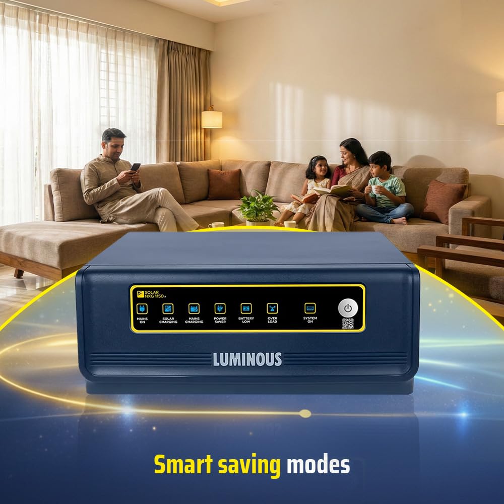 Luminous Single Phase Off-Grid Pure Sine Wave Solar Inverter, PWM and iSOT Technology, Customized Saving Modes, Supports up to 850Wp Panels, LCD Display