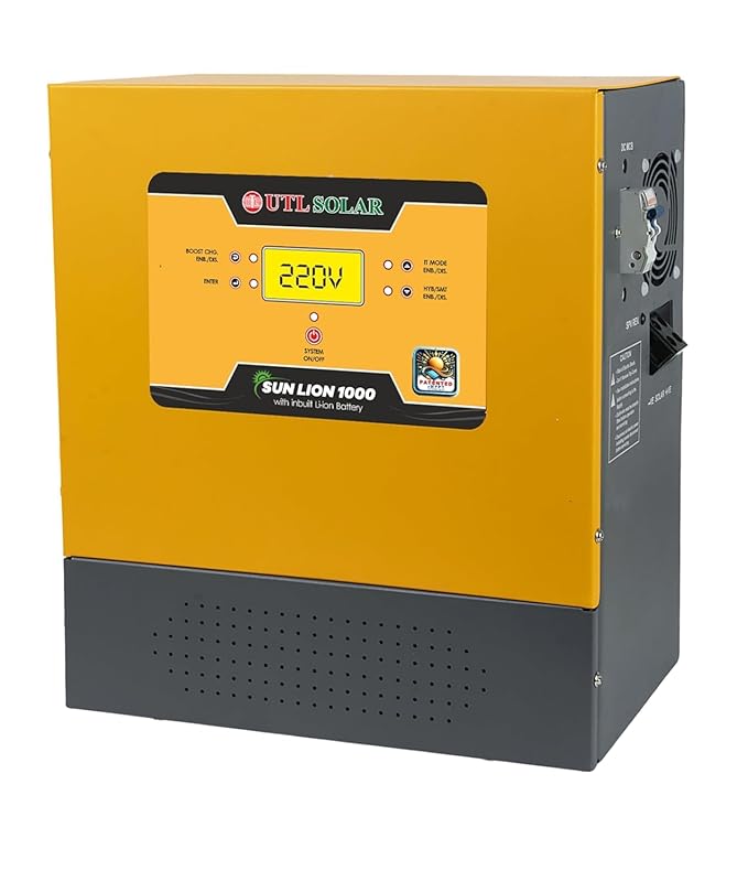 UTL Sun Lion 1000 rMPPT Solar Inverter 800VA12.8V Inbuilt Lithium Battery (LiFePO4) Compatible with 12V & 24V Solar Panels Wall Mountable