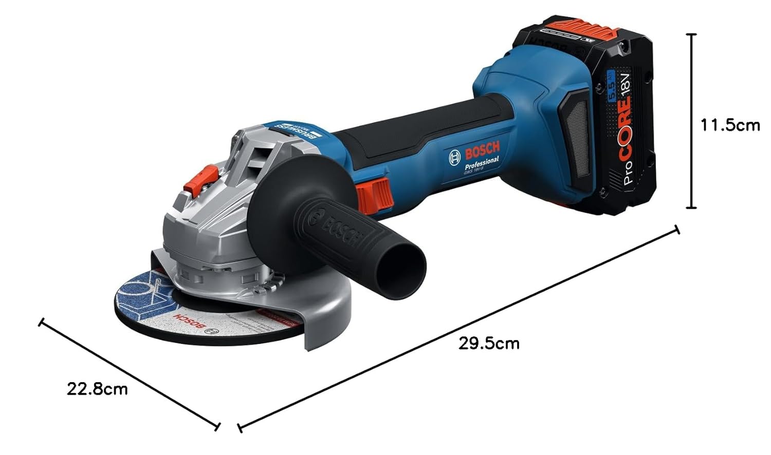 BOSCH GWS 18V-8 Professional Cordless Angle Grinder (Solo) | 800W Equivalent Power