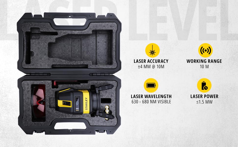 STANLEY STHT77514-1 Plastic Multiline Laser with 2AA Batteries for Home, DIY & Professional Use, 1 Year Warranty