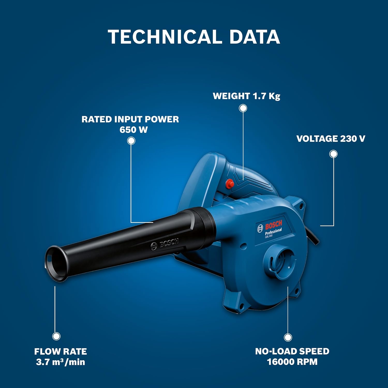 Bosch Electric Blower 650 W 16000 RPM, GBL 650