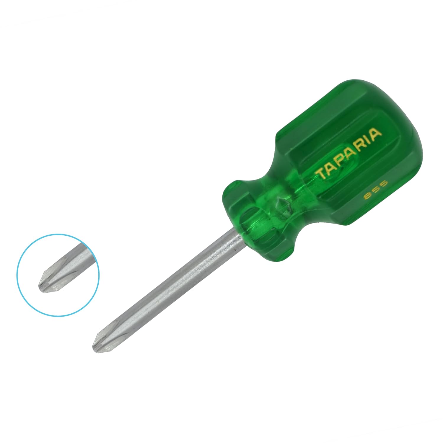 Taparia 855 Steel Philips Tip No.2 Stubby Screw Driver (Green And Silver), 1 pc