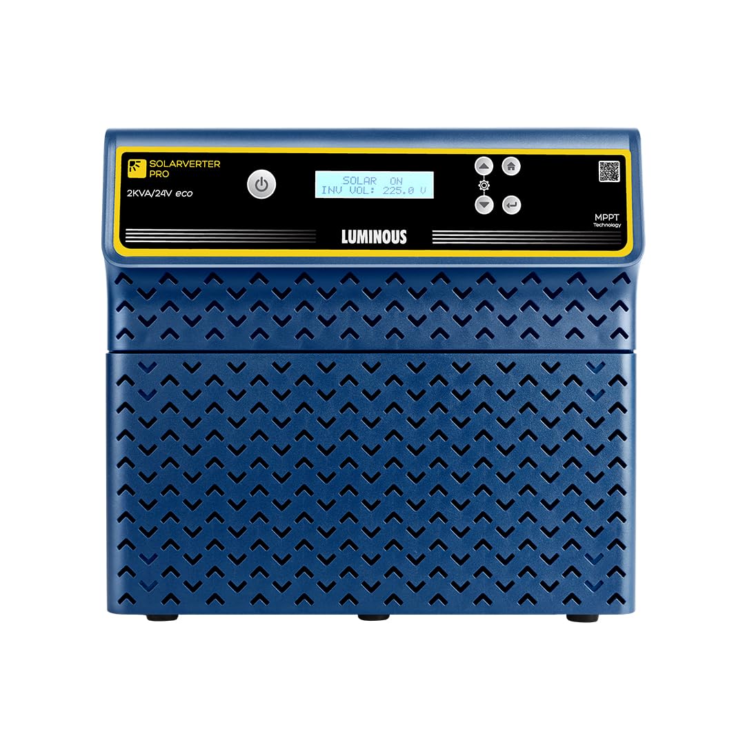 Luminous Single Phase Off-Grid Pure Sine Wave Solar Inverter, Smart Solar Optimization, Remote Monitoring, Supports up to 2000Wp Panels, LCD Display
