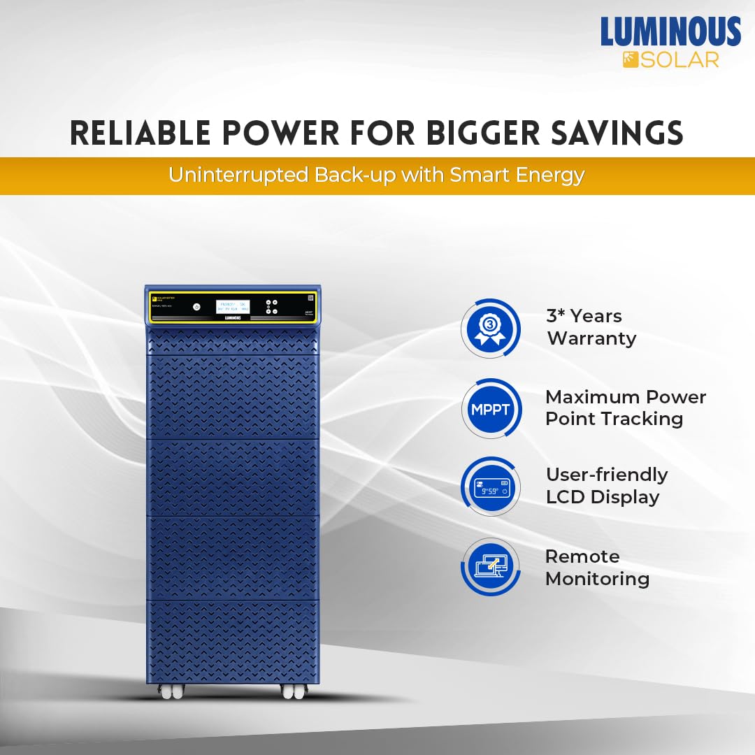 Luminous SOLARVERTER PRO 10.1KVA ECO – Hybrid Solar Inverter, 120V, Pure Sine Wave, Smart Energy Management, High Efficiency, 2 Years Warranty