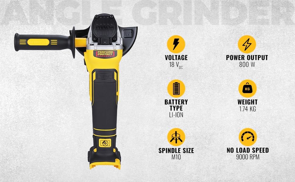DEWALT DCG405N-XJ 18V 125mm XR Li-ion Cordless Angle Grinder with Brushless Motor – Perform and Protect Shield (Bare Tool)