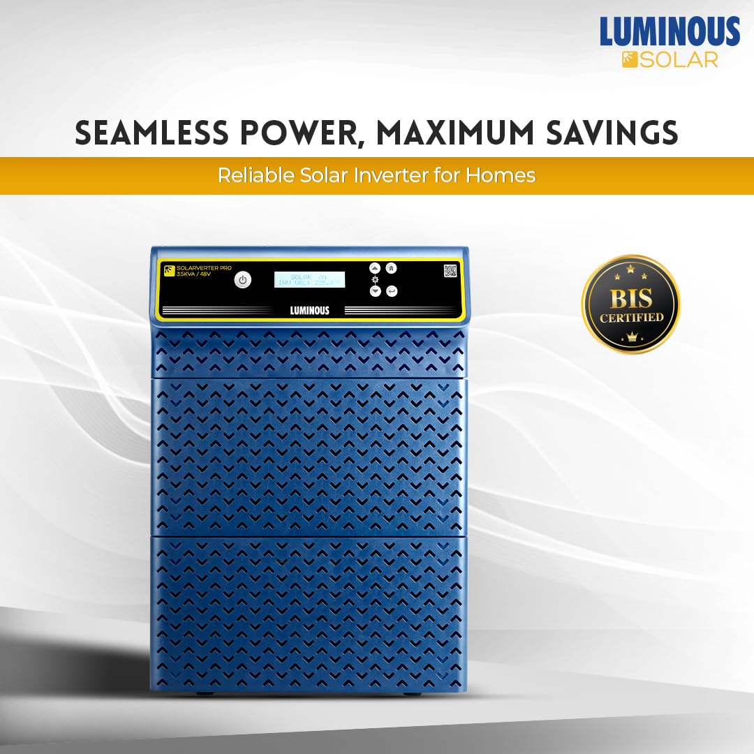 Luminous Single Phase Off-Grid Pure Sine Wave Solar Inverter, Smart Solar Optimization, Remote Monitoring, Supports up to 3500Wp Panels, LCD Display