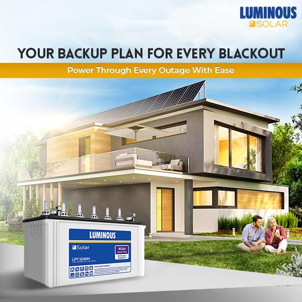 Luminous Solar Inverter Tubular Battery 40Ah Rated Capacity, C10 Rating, Ideal for Residential and Commercial Application, Low Maintenance, Life up to 1500 Cycles
