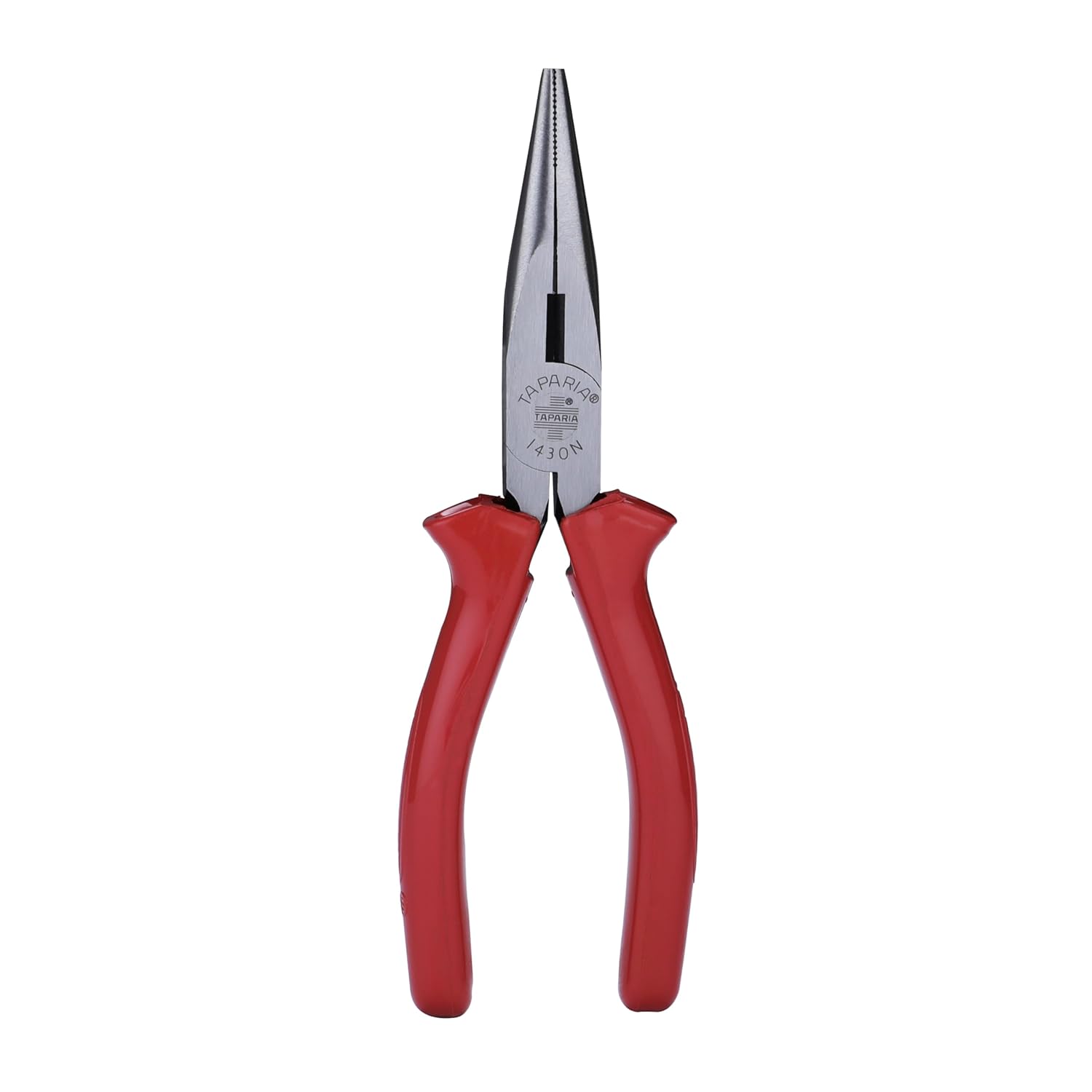 Taparia 1430-6 Long Nose Plier, 6 Inch 165mm High Grade Steel Red PVC insulated Handle Wire Cutting & Bending Tool for Household & Industrial Use.